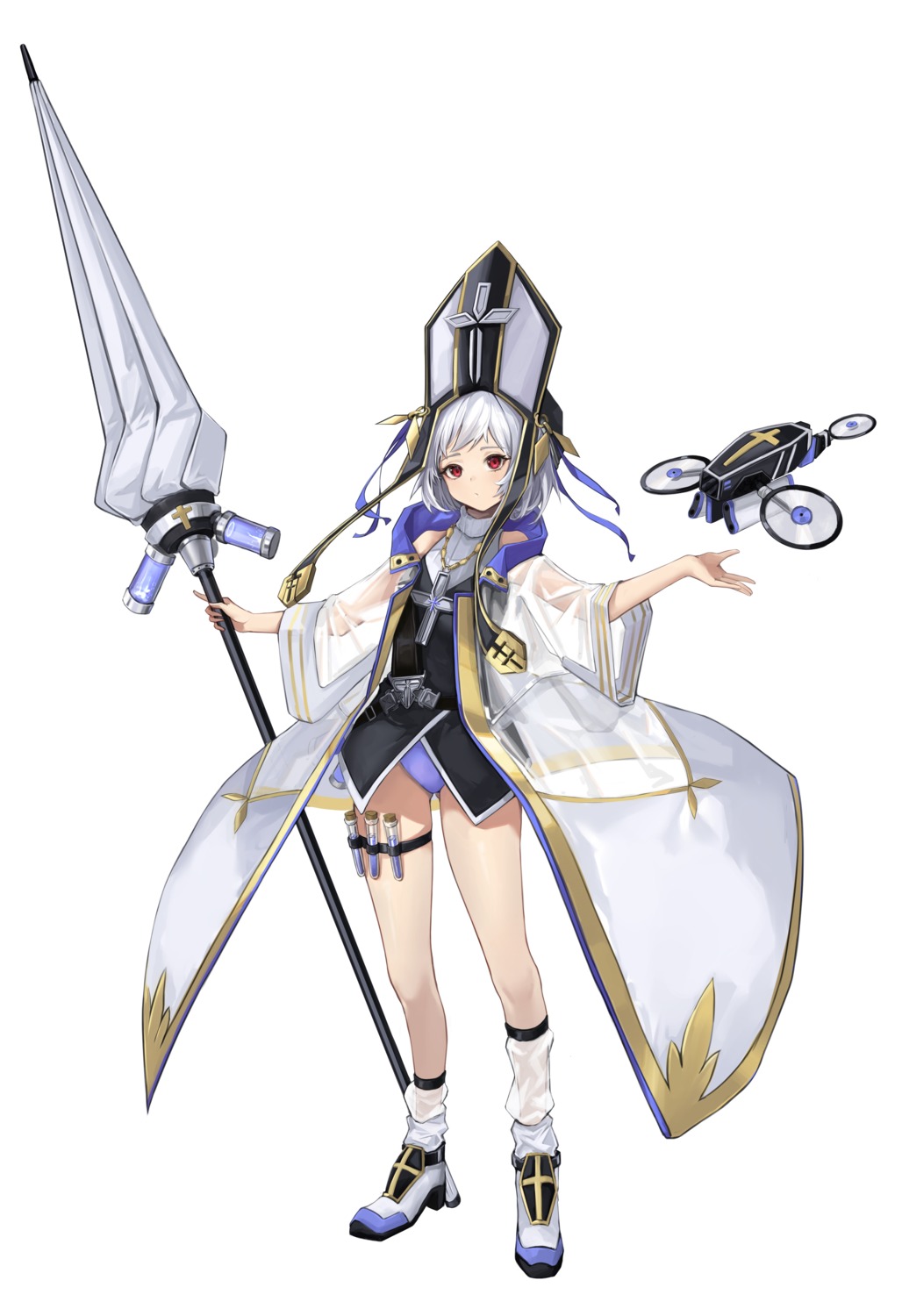 garter, heels, kuroja, see_through, weapon