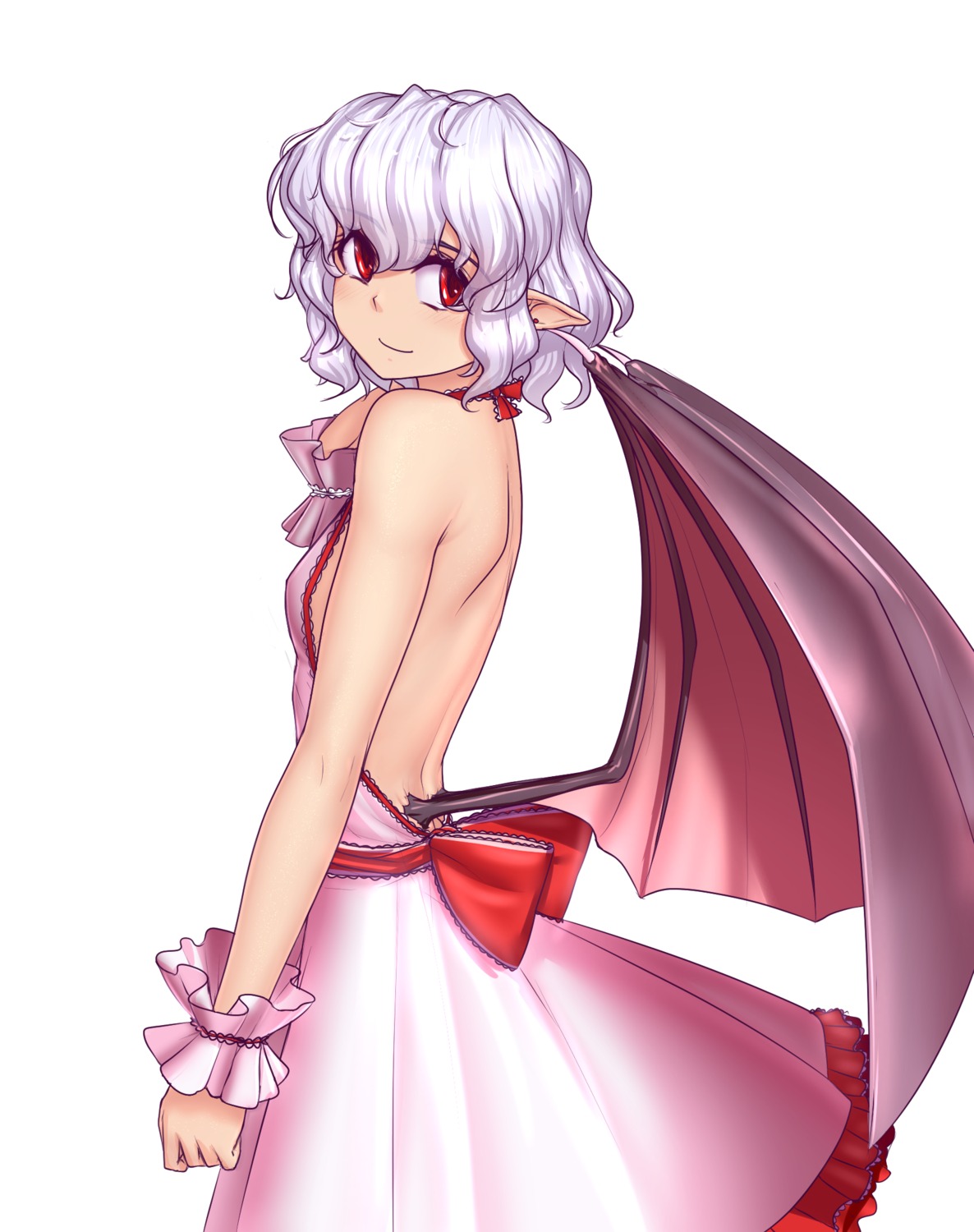 dress, hater_(artist), no_bra, pointy_ears, remilia_scarlet, touhou, wings