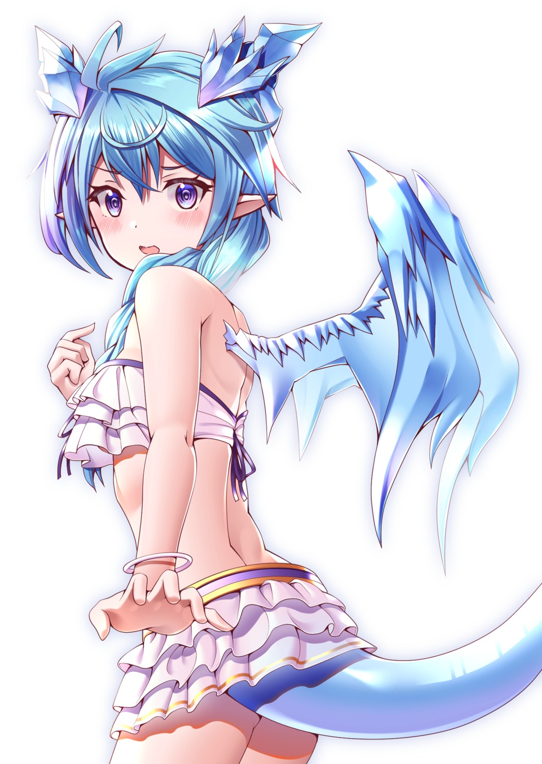 bikini, horns, pointy_ears, princess_connect!, princess_connect!_re:dive, shefi, skirt_lift, swimsuits