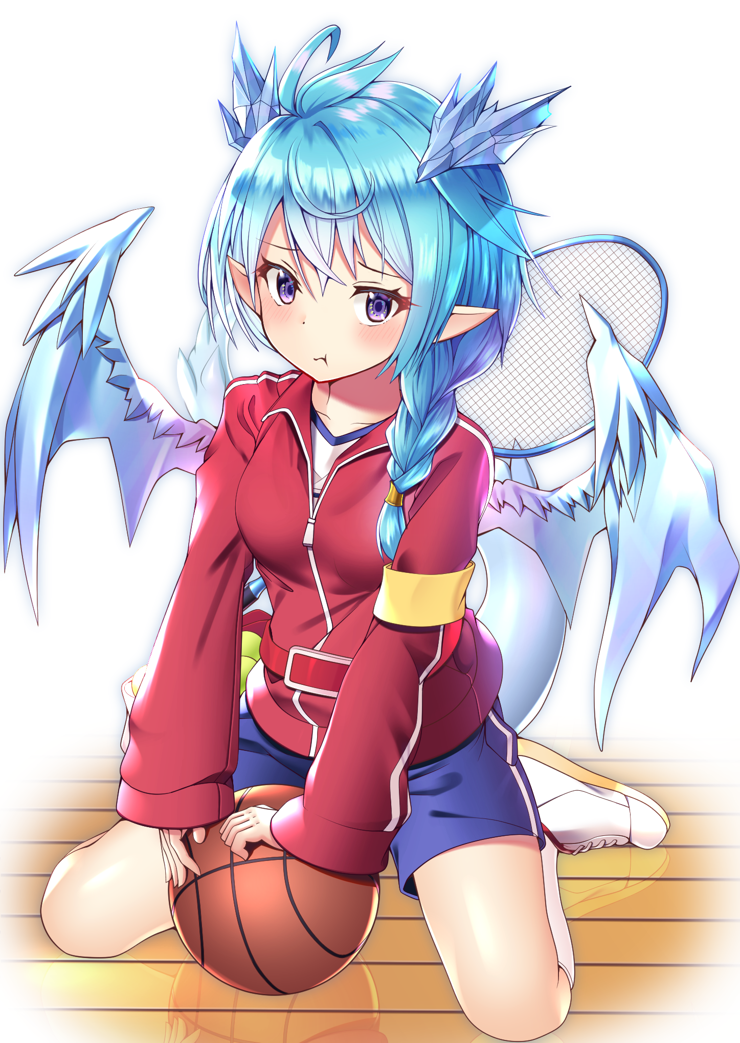 basketball, gym_uniform, horns, pointy_ears, princess_connect!, princess_connect!_re:dive, shefi, tagme