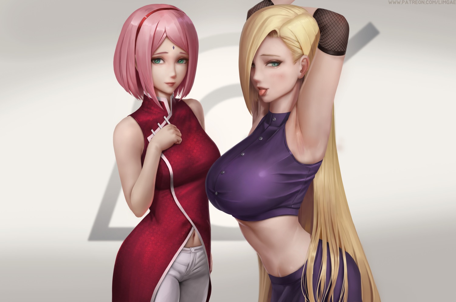 asian_clothes, haruno_sakura, limgae, naruto, naruto_shippuden, yamanaka_ino