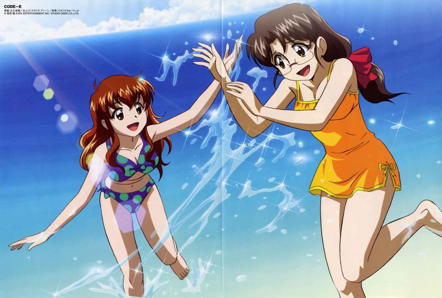 bikini, cleavage, code-e, crease, ebihara_chinami, kujou_sonomi, megane, ookubo_osamu, swimsuits