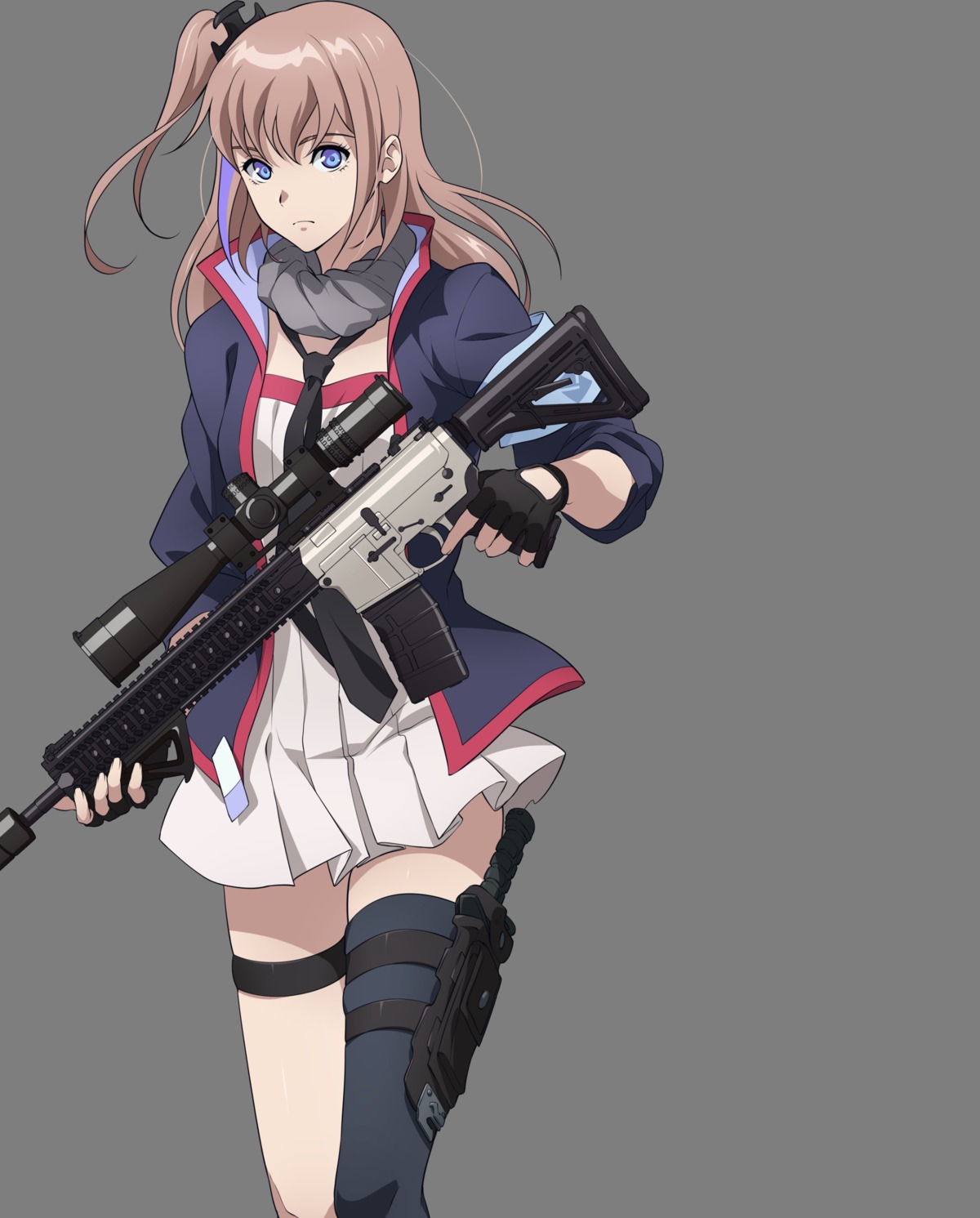 garter, girls_frontline, gun, st_ar-15_(girls_frontline), tagme, thighhighs, transparent_png, weapon