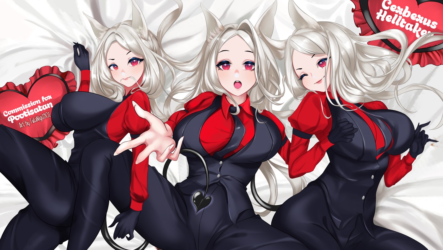 animal_ears, business_suit, cerberus_(helltaker), devil, helltaker, tail, tutanigi1901