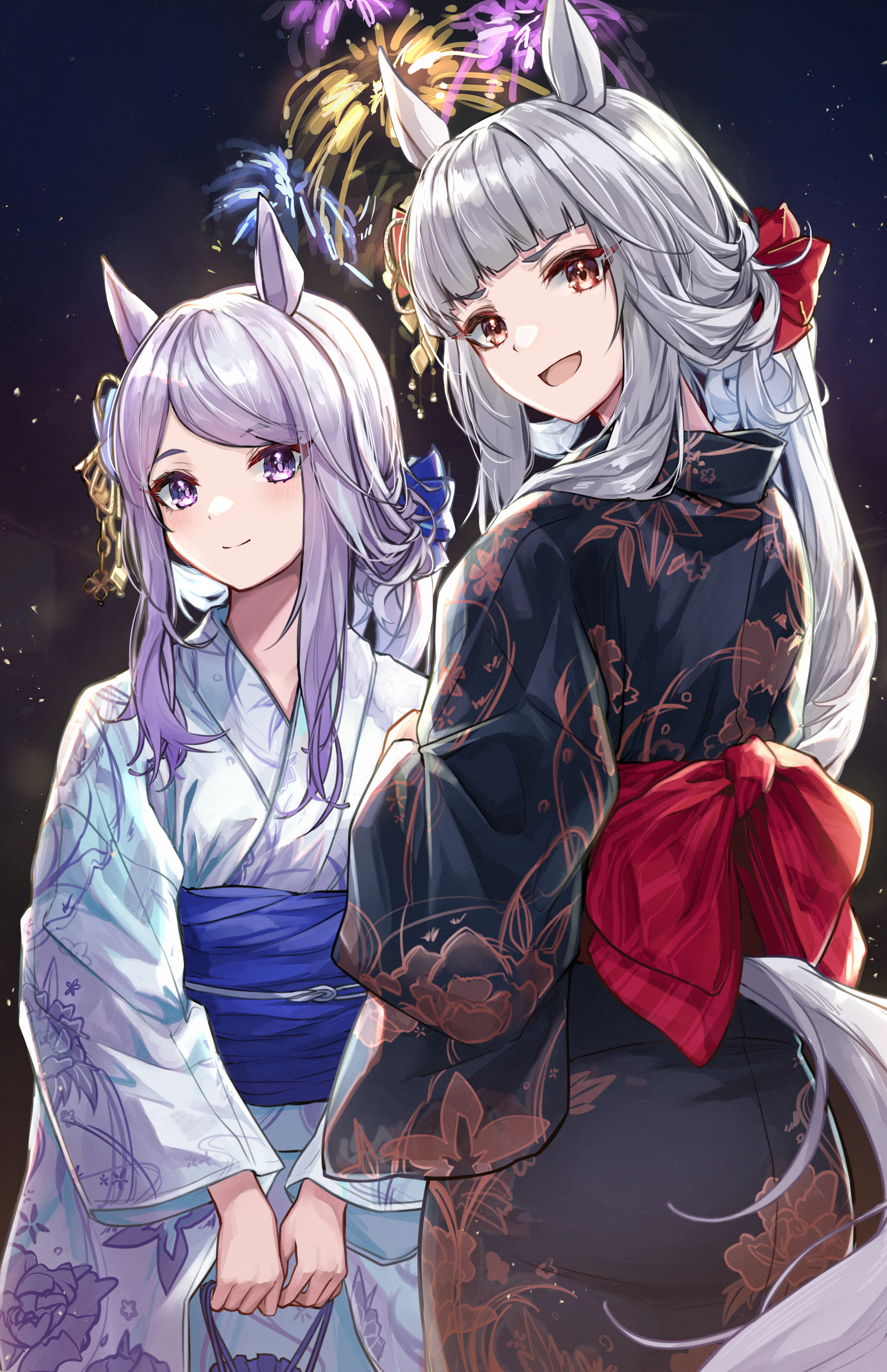 animal_ears, gold_ship_(umamusume), mejiro_mcqueen_(umamusume), shino_sto, tail, uma_musume_pretty_derby, yukata