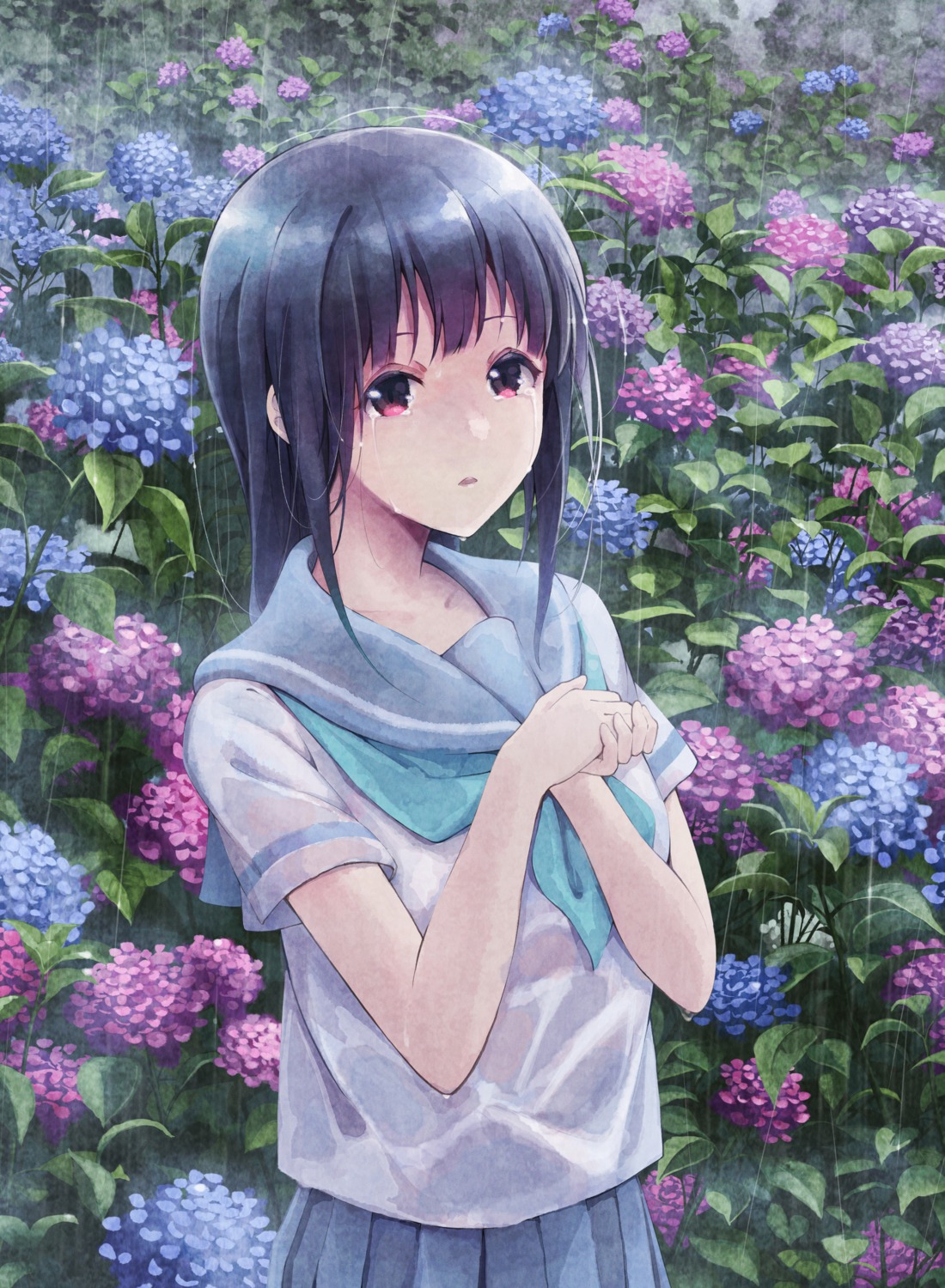 artist_revision, hibike!_euphonium, liz_to_aoi_tori, maydcafe, see_through, seifuku, wet, wet_clothes
