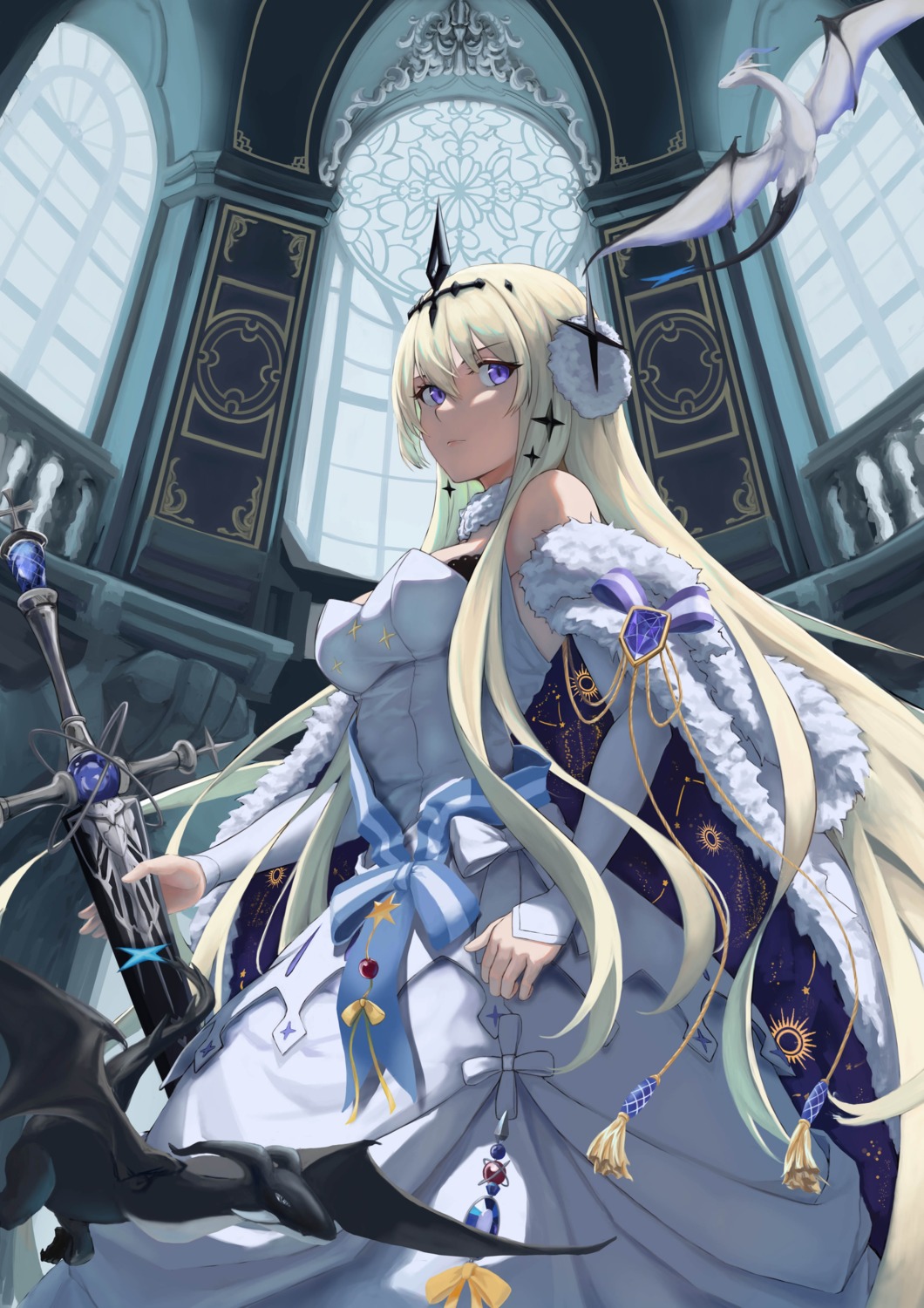 alchemy_stars, bethlehem_(alchemy_stars), dress, monster, sword, vincent_ky