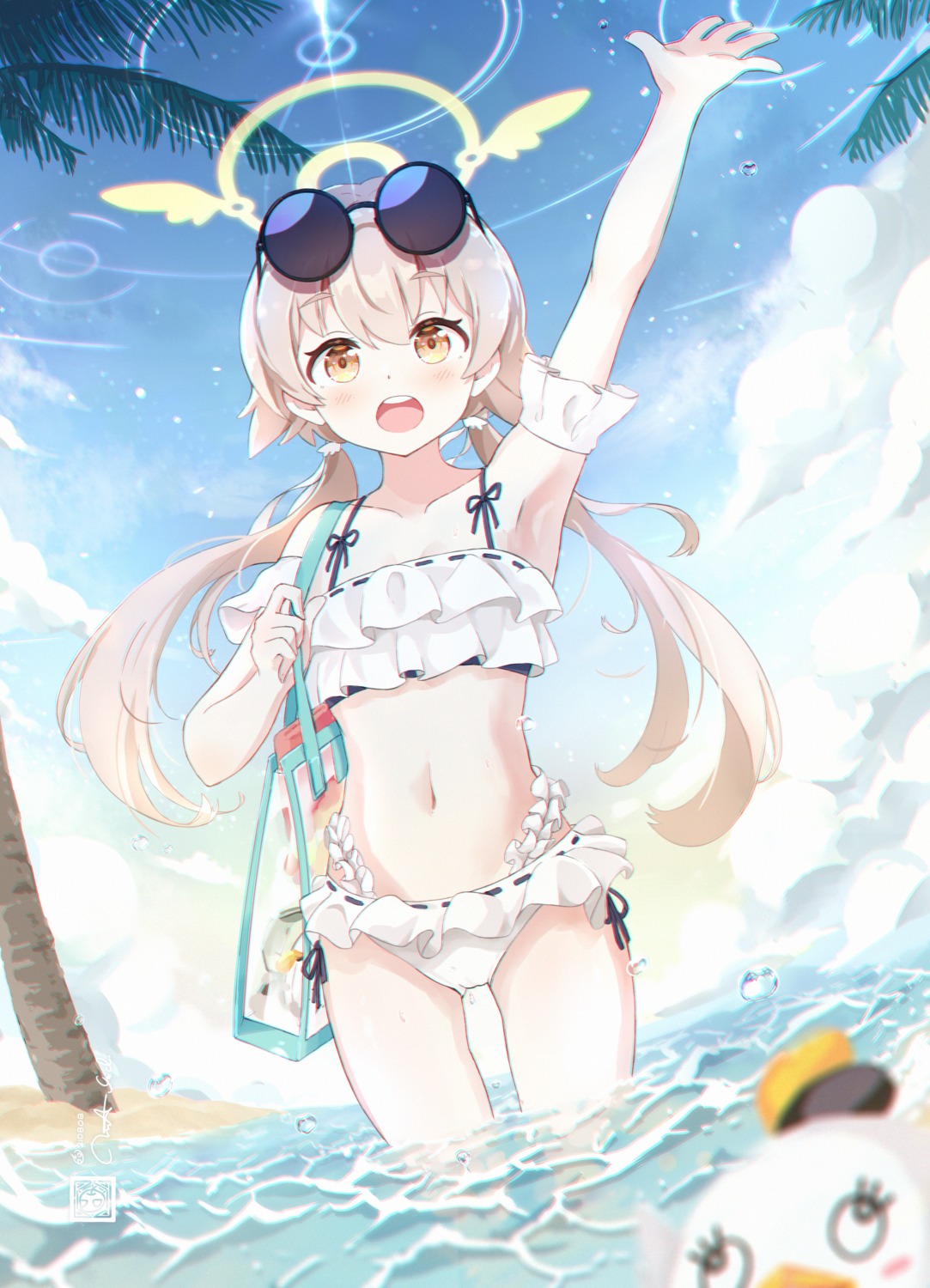 ajitani_hifumi, bikini, blue_archive, halo, i-tsd, megane, swimsuits, wet
