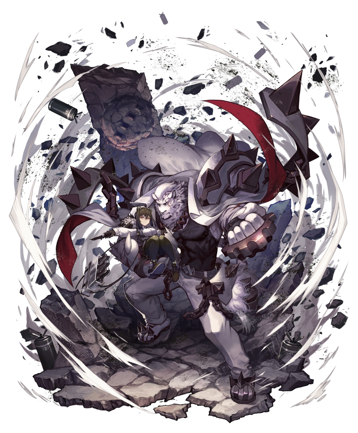 animal_ears, arknights, mountain_(arknights), nakamura_eight, robin_(arknights)