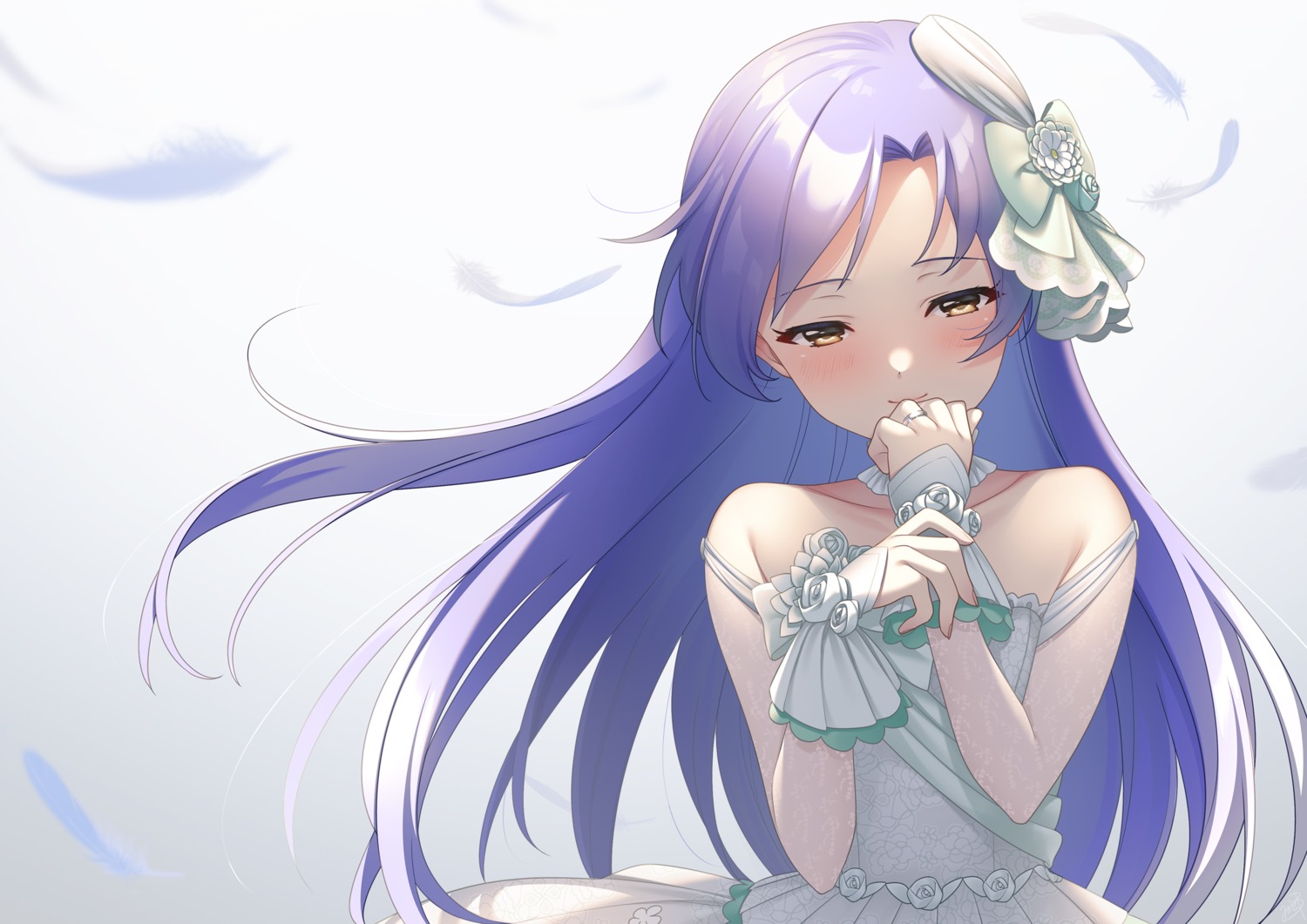 dress, kisaragi_chihaya, mikapoe, skirt_lift, the_idolm@ster, wedding_dress