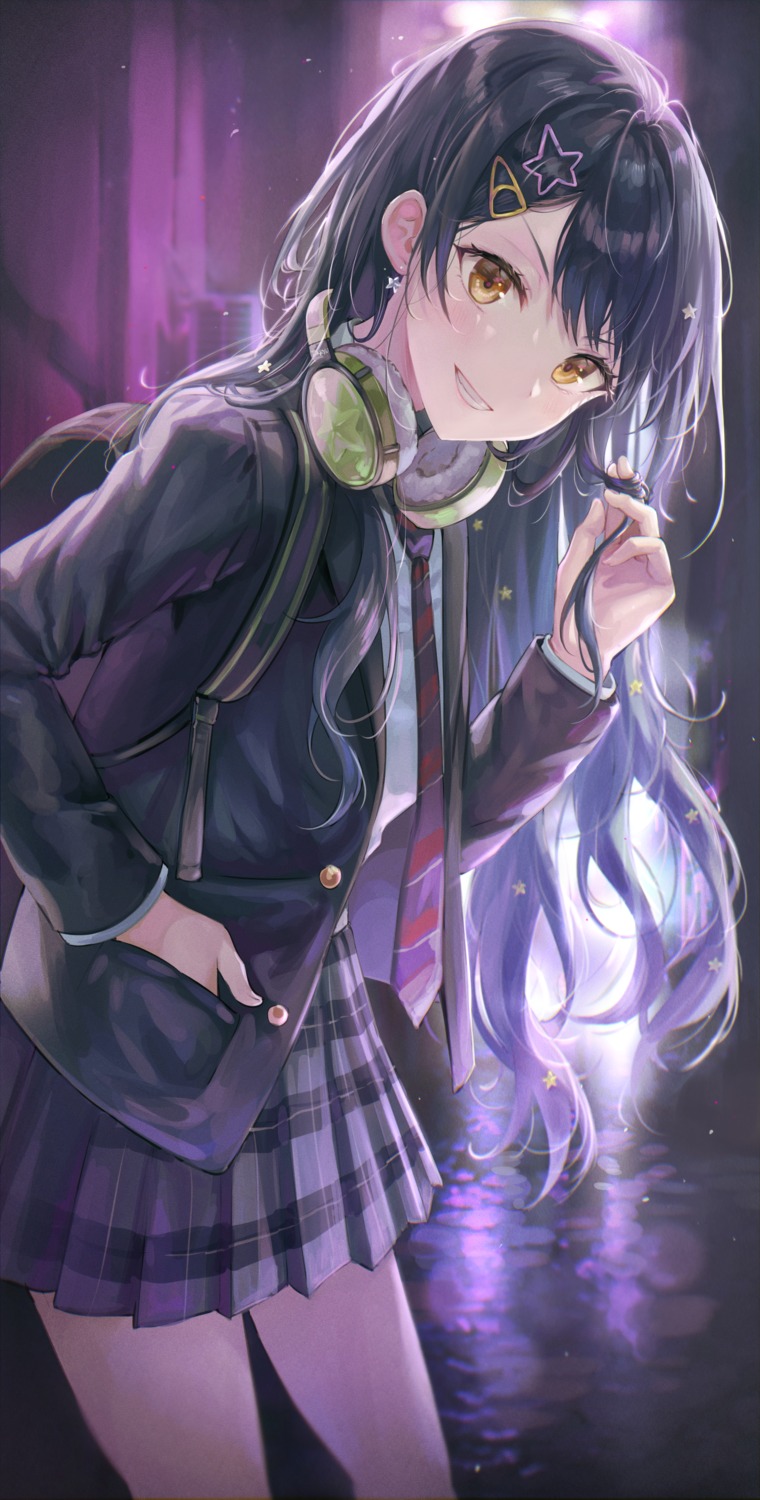 headphones, project_sekai, seifuku, shiraishi_an, tokkyu