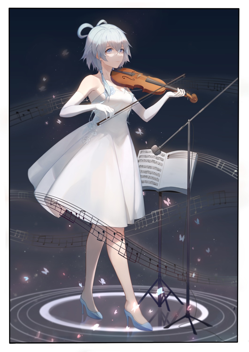 broken_(7589468), dress, heels, luo_tianyi, no_bra, skirt_lift, vocaloid