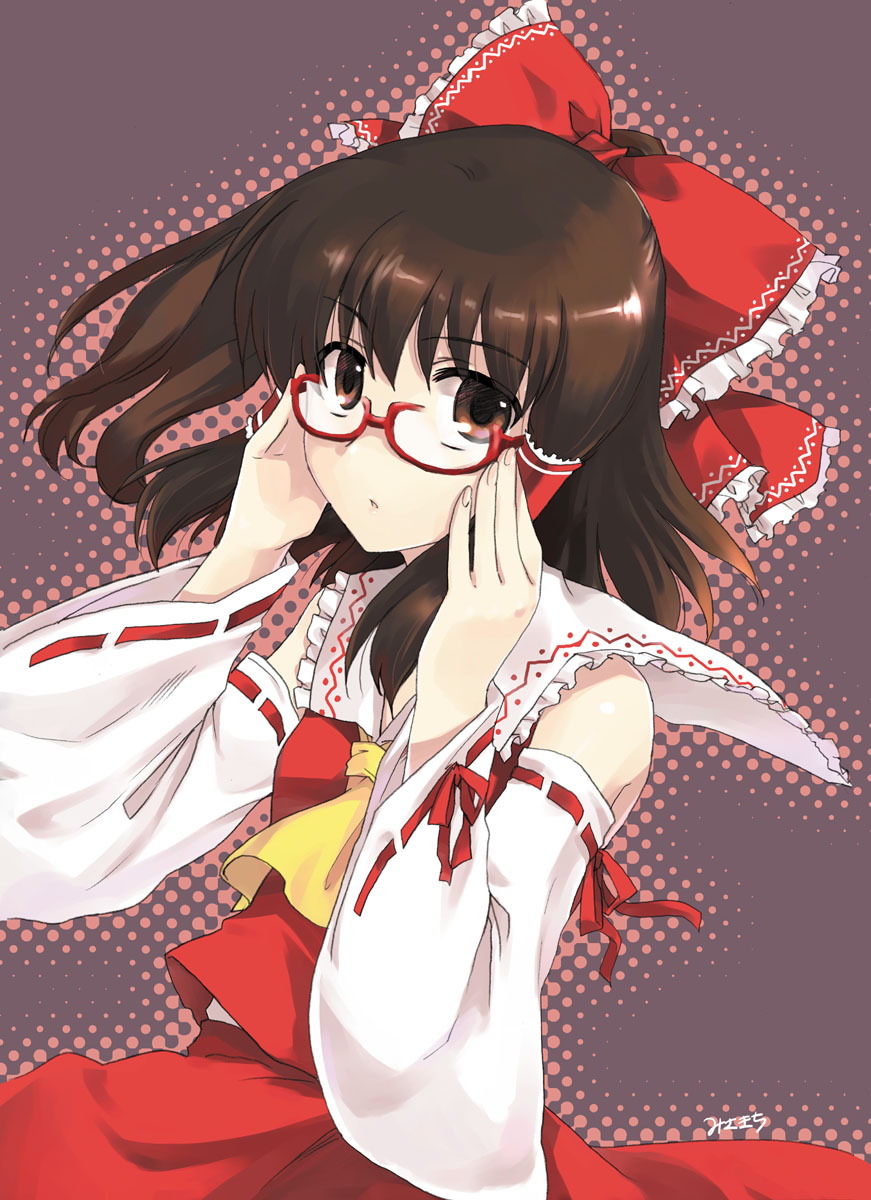 hakurei_reimu, megane, misaki_juri, touhou