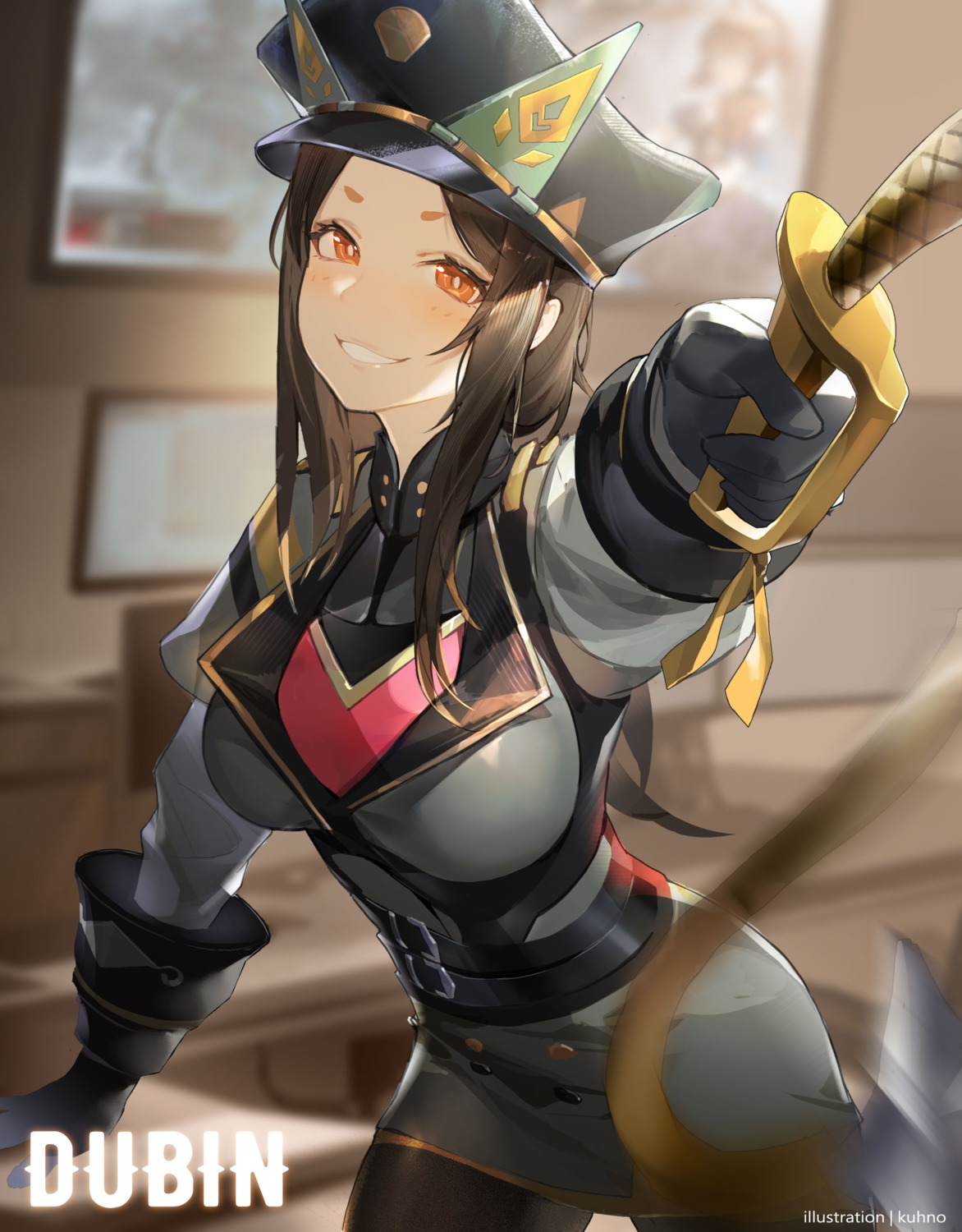 arknights, dobermann_(arknights), kuhnowushi, pantyhose, uniform, weapon