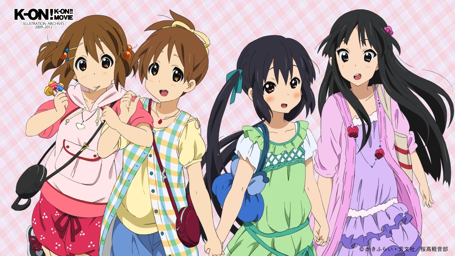 akitake_seiichi, akiyama_mio, dress, hirasawa_ui, hirasawa_yui, k-on!, nakano_azusa, wallpaper