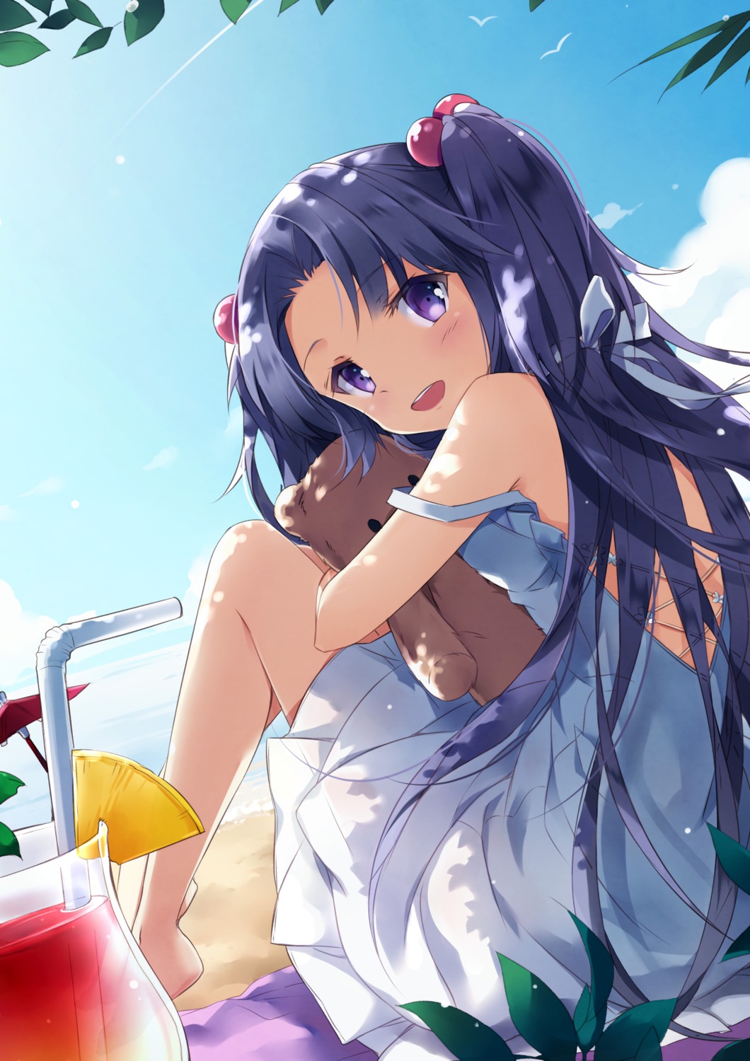 clannad, dress, ichinose_kotomi, no_bra, nyanya, see_through, skirt_lift, summer_dress