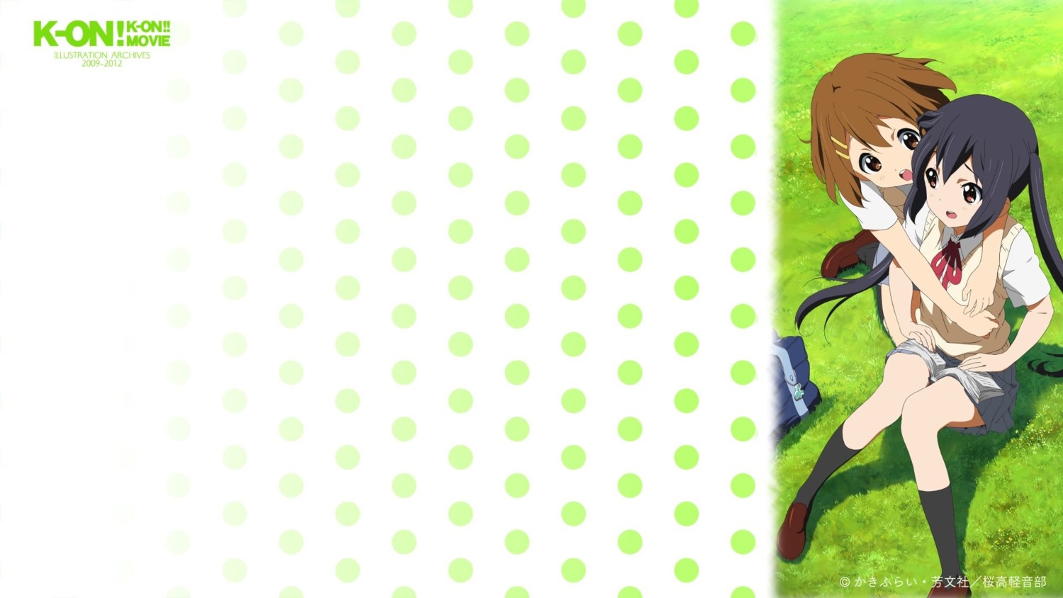 hirasawa_yui, k-on!, makita_masaya, nakano_azusa, seifuku, sweater, wallpaper