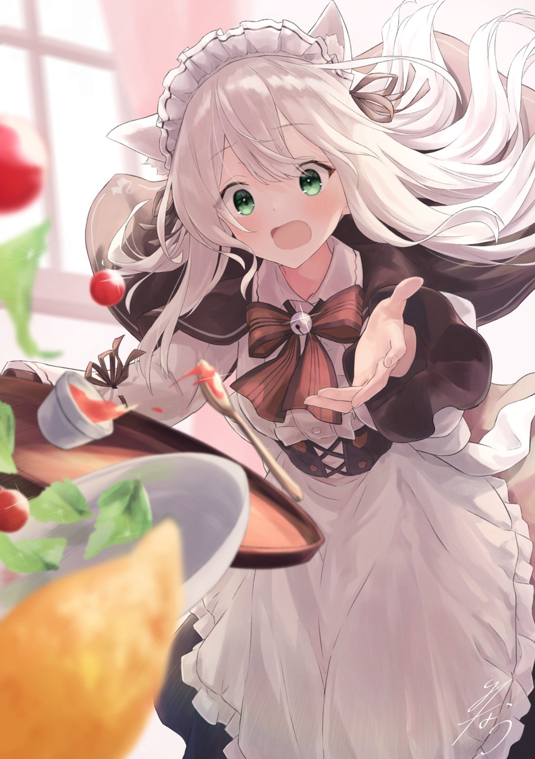 amnesia_(majotabi), animal_ears, maid, majo_no_tabitabi, minau37, nekomimi, skirt_lift