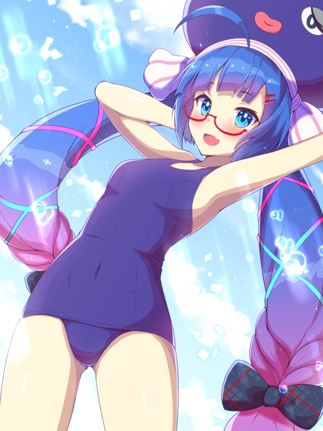 megane, otomachi_una, school_swimsuit, swimsuits, twinameless, voiceroid