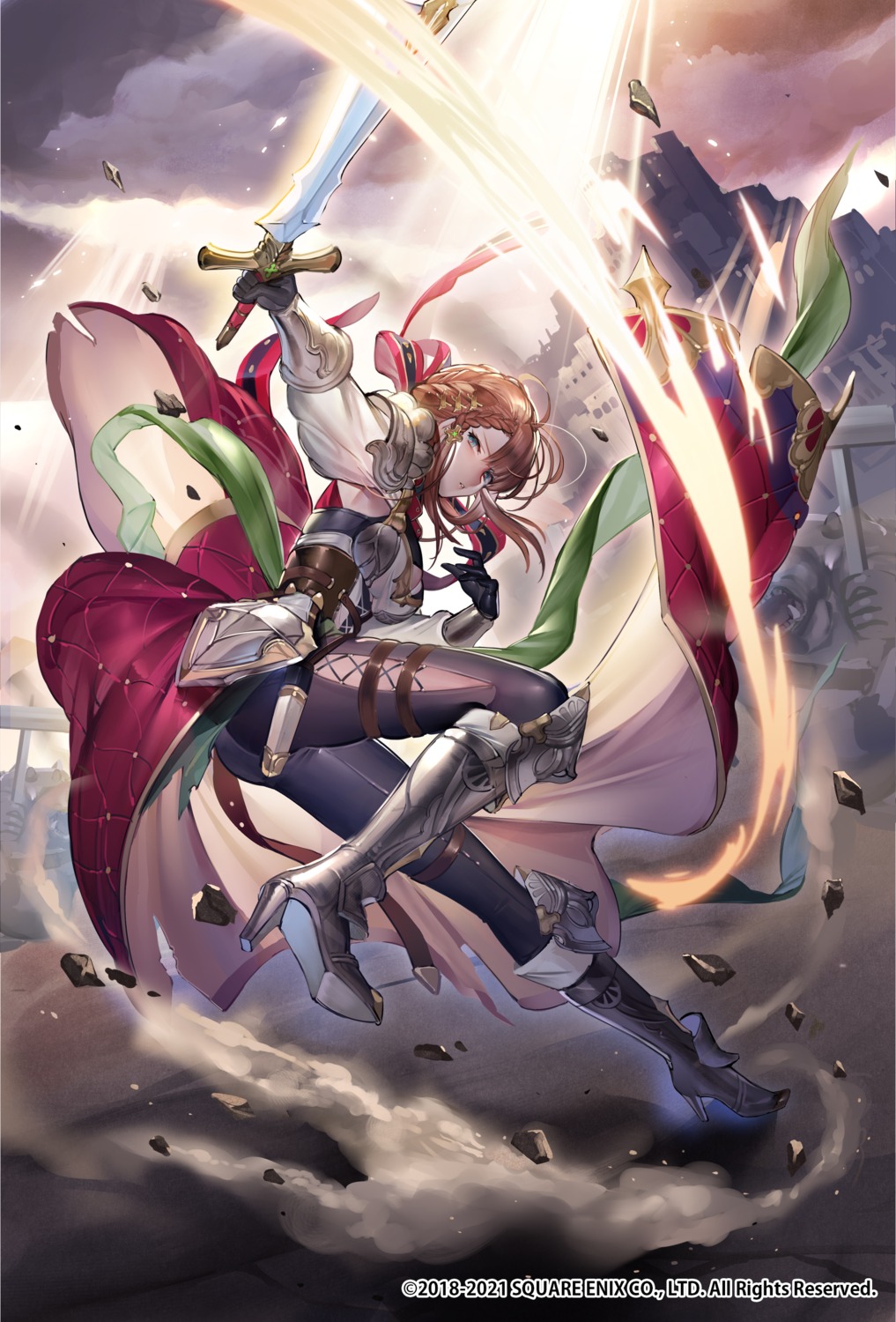 armor, garter, hanusu, heels, romancing_saga_re;universe, square_enix, sword