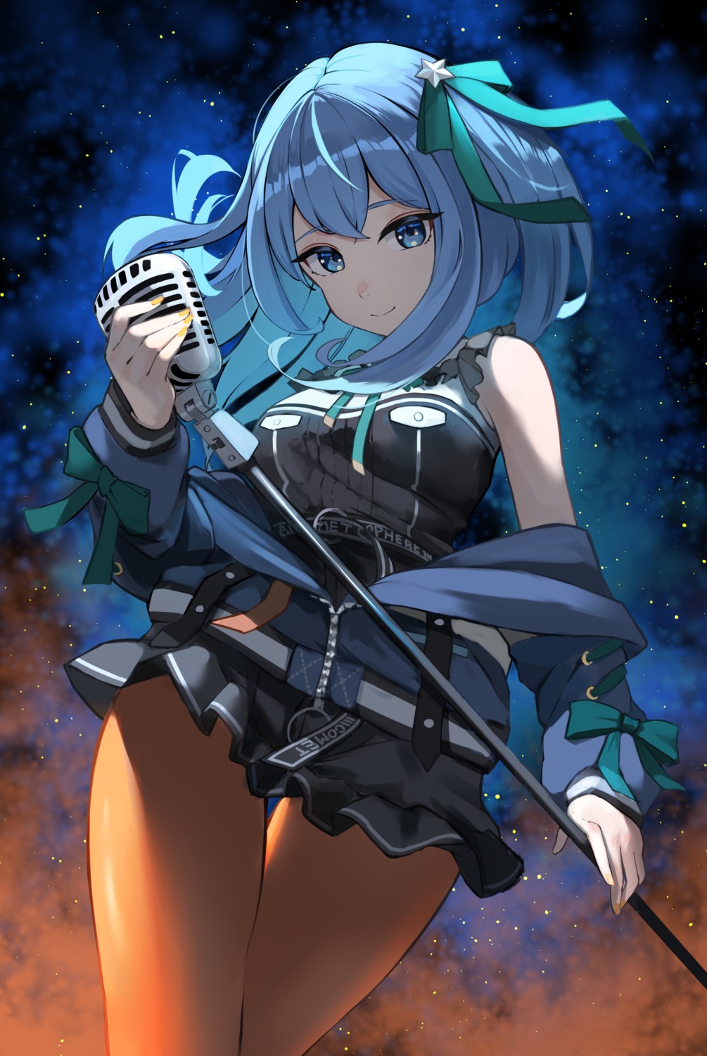 akiki_(kiki), hololive, hoshimachi_suisei, pantyhose, skirt_lift