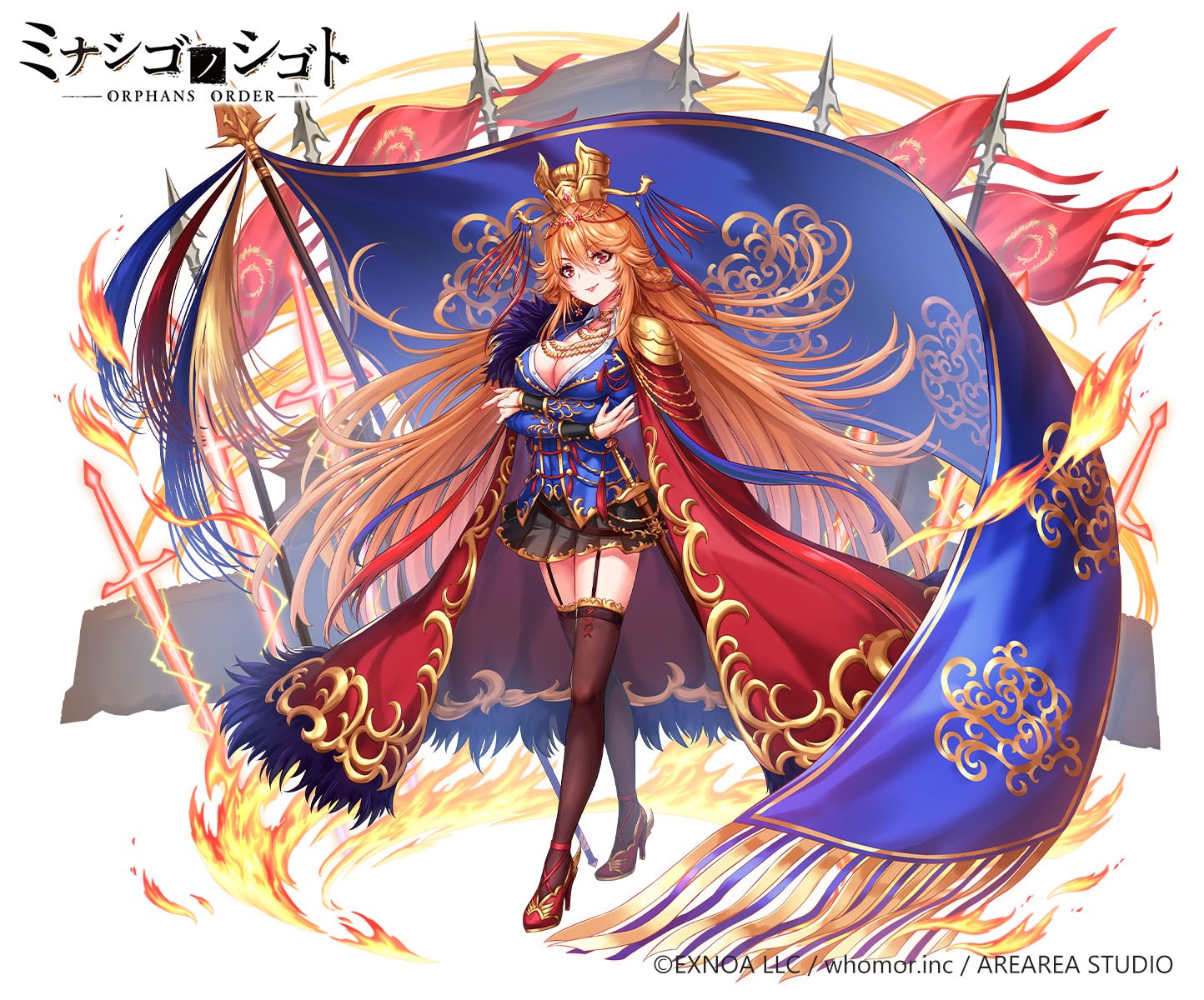 cleavage, heels, minashigo_no_shigoto_orphans_order, sakiyamama, stockings, sword, thighhighs, uniform