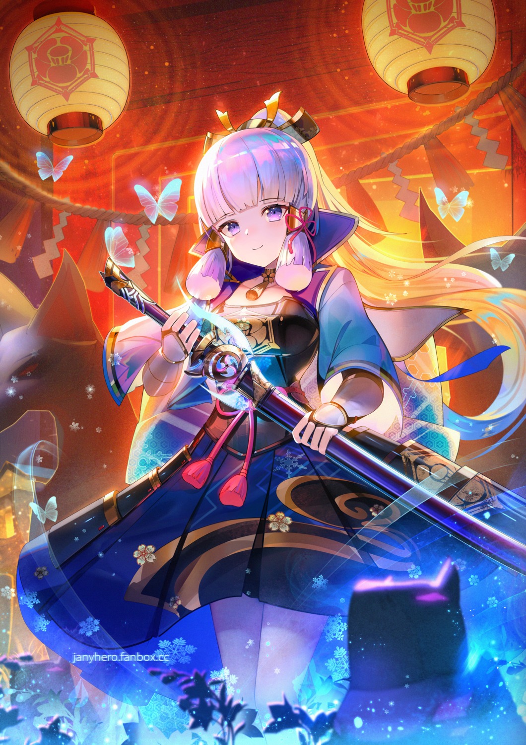 armor, genshin_impact, janyhero, japanese_clothes, kamisato_ayaka, sword