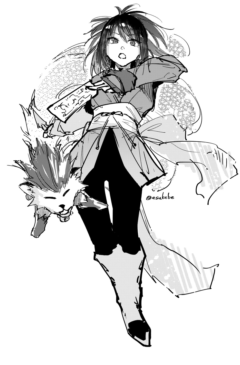 esuke, japanese_clothes, monochrome, sheena_fujibayashi, tales_of, tales_of_symphonia