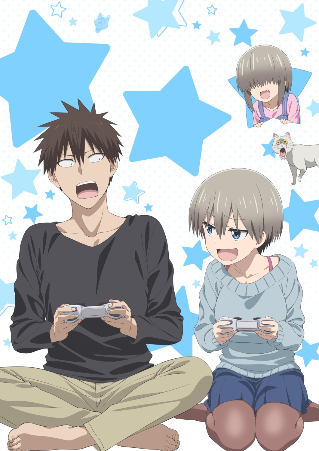 neko, pantyhose, sakurai_shin'ichi, sweater, tagme, uzaki-chan_wa_asobi_tai!, uzaki_hana, uzaki_yanagi