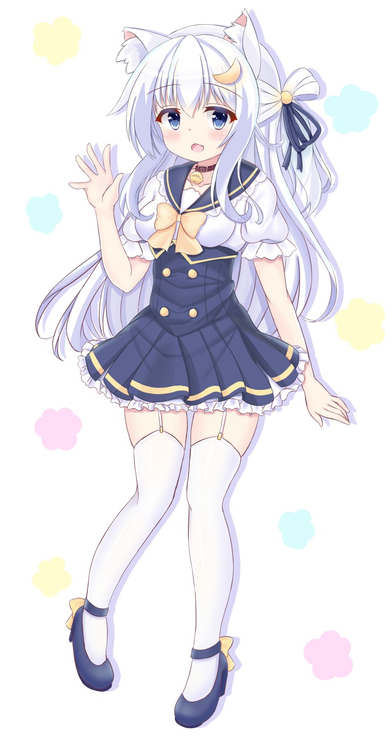animal_ears, heels, kurashina_yuzuki, nekomimi, seifuku, stockings, thighhighs