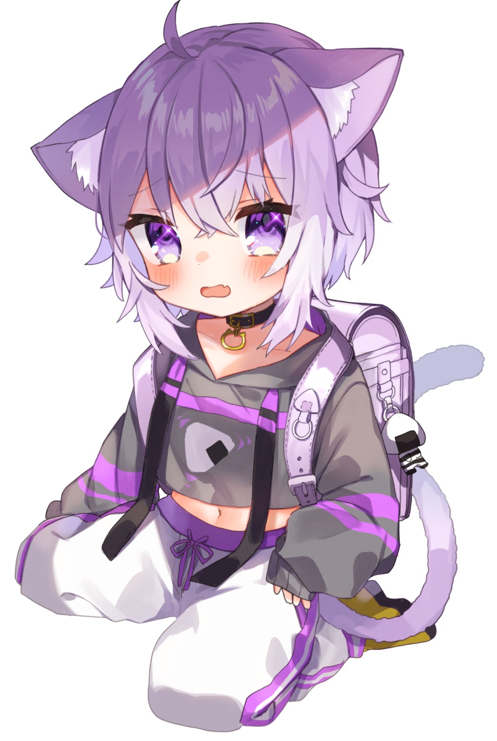 animal_ears, chibi, hololive, hololive_gamers, nekomata_okayu, nekomimi, noi_mine, tail