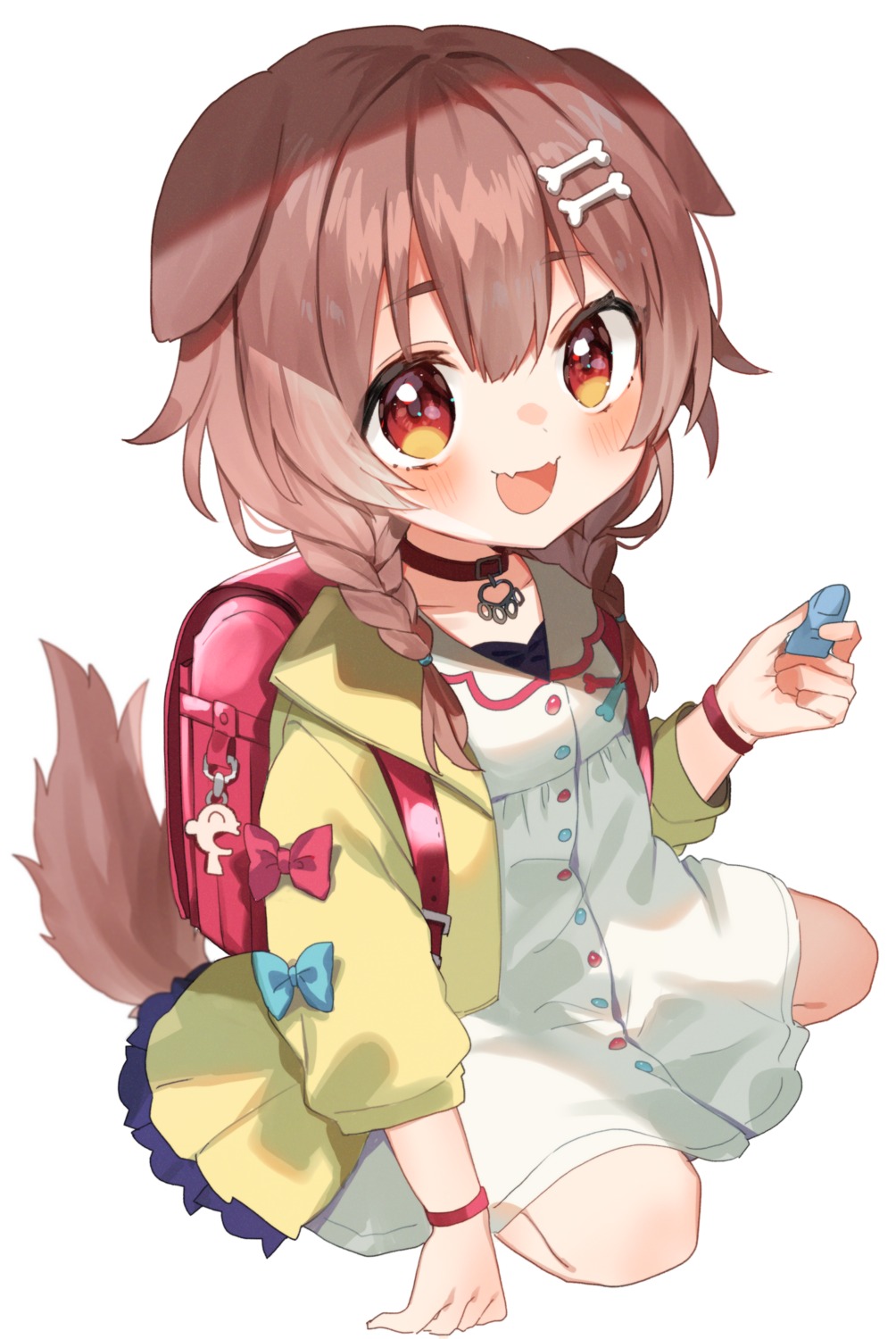 animal_ears, chibi, dress, hololive, hololive_gamers, inugami_korone, inumimi, noi_mine