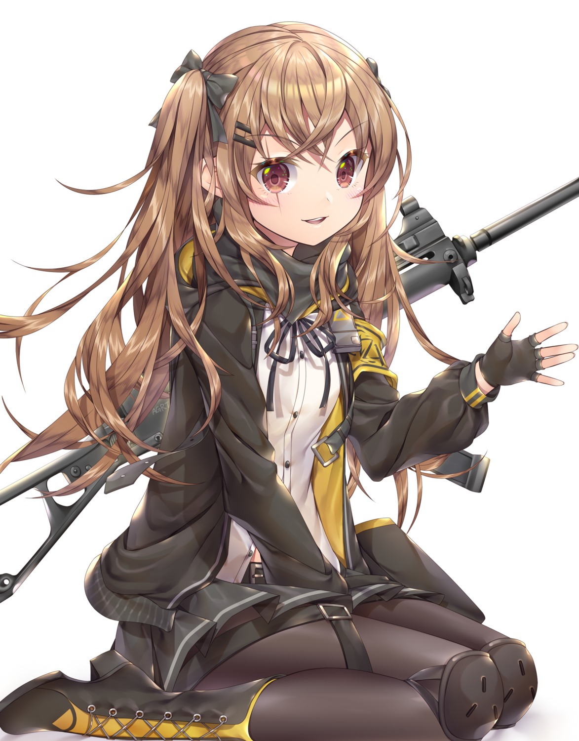 agrt, girls_frontline, gun, heels, pantyhose, ump9_(girls_frontline)