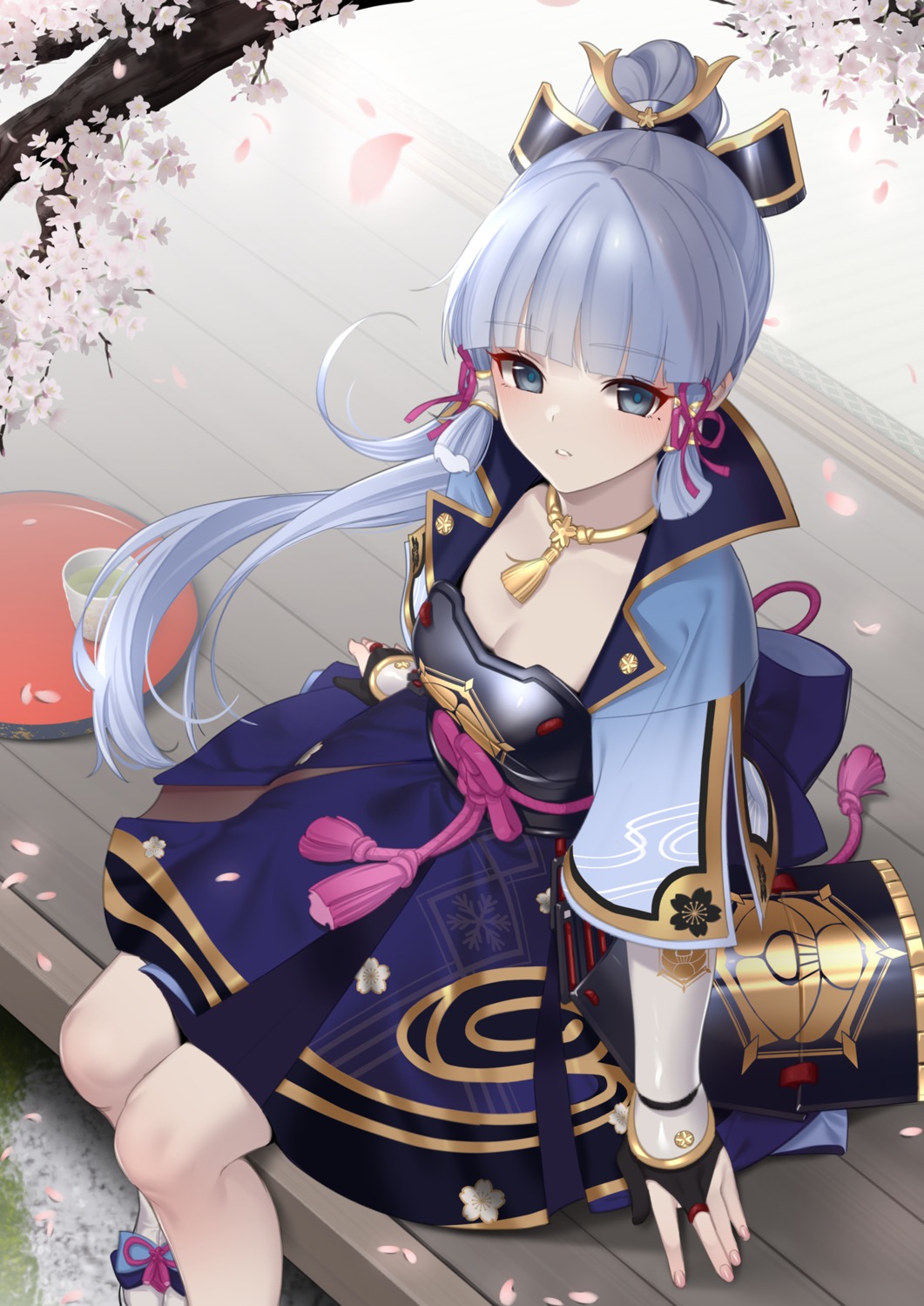armor, cleavage, genshin_impact, japanese_clothes, kamisato_ayaka, meda
