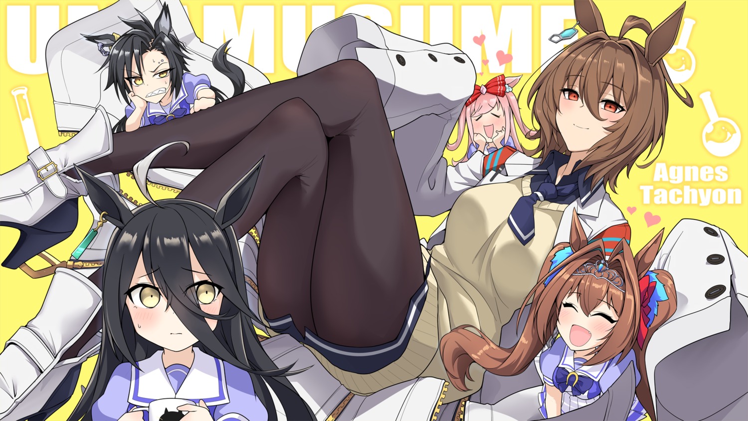 agnes_digital_(umamusume), agnes_tachyon_(umamusume), air_shakur_(umamusume), animal_ears, daiwa_scarlet_(umamusume), halcon, heels, manhattan_cafe_(umamusume)