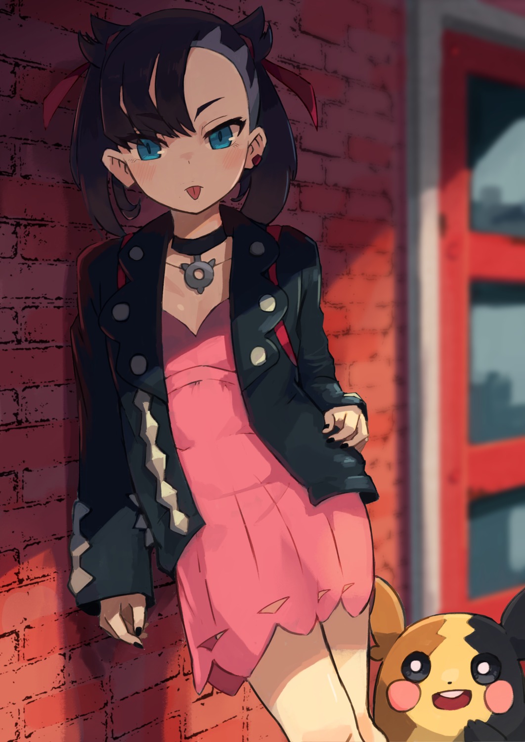 cleavage, dress, katsu_(katsupainter), mary_(pokemon), morpeko, pokemon, pokemon_swsh