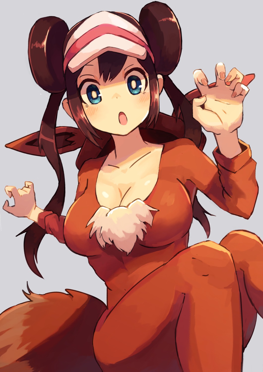 bodysuit, cleavage, cosplay, katsu_(katsupainter), mei_(pokemon), pokemon, pokemon_b2w2, tail