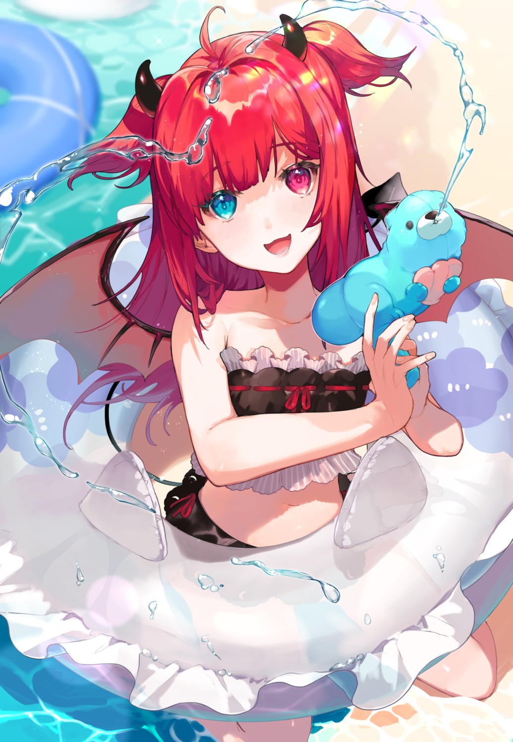 aisagi_(tsu_ya28), heterochromia, horns, nijisanji, swimsuits, tail, wings, yuzuki_roa