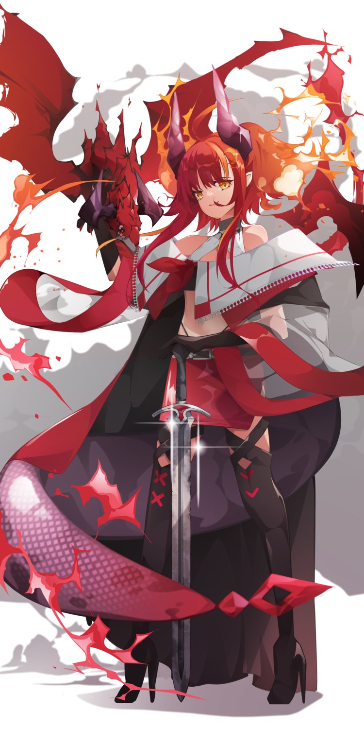 heels, horns, monster, pantsu, pointy_ears, renew_live, suda_yoruka, sword