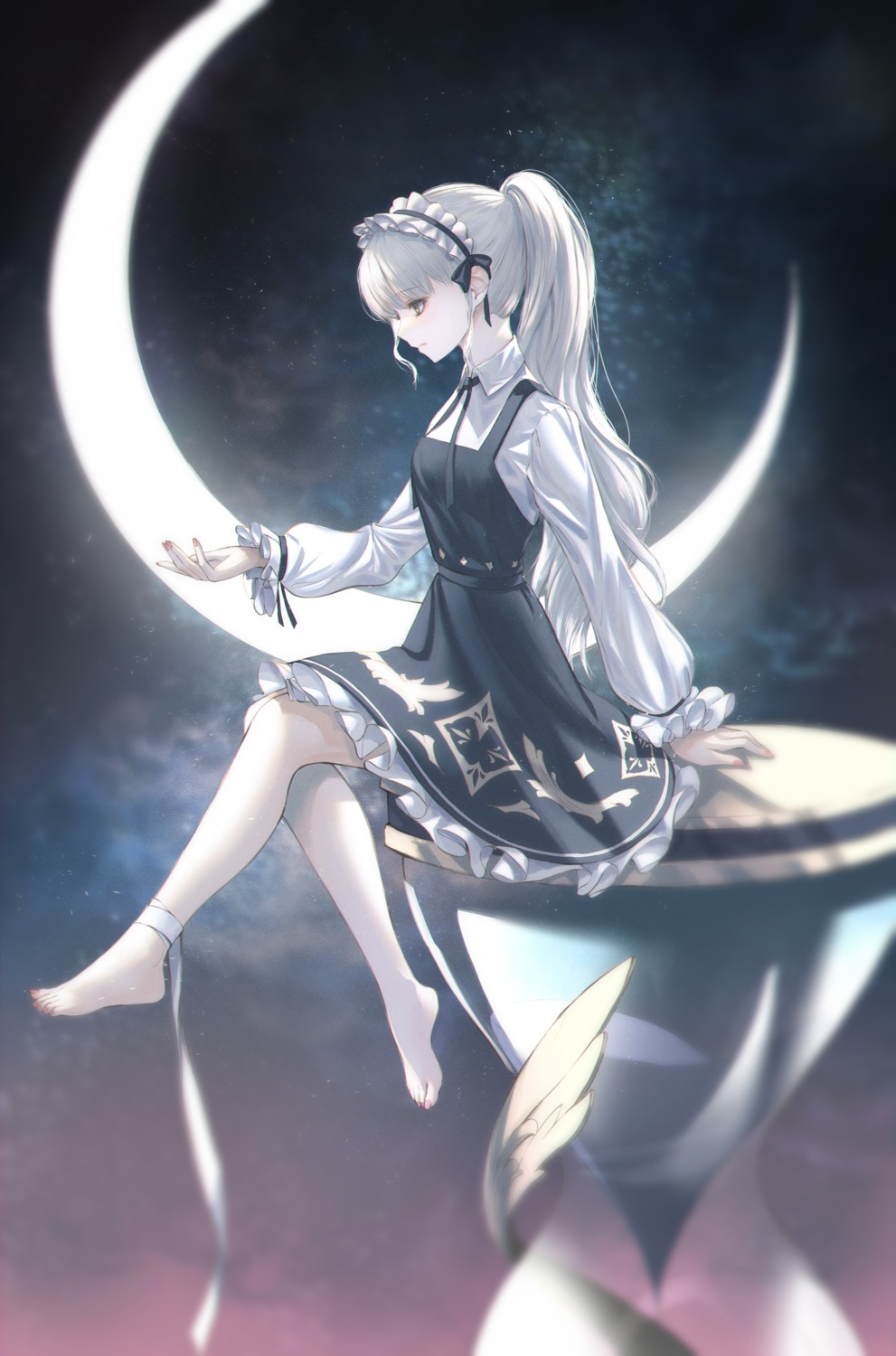 bandages, dress, neon_(pixiv_31150749), skirt_lift