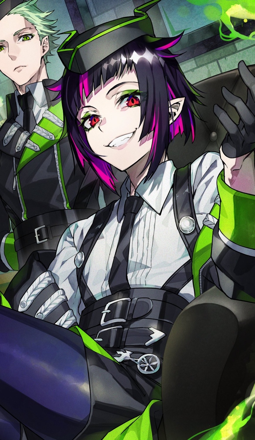 lilia_vanrouge, male, mika_pikazo, pantyhose, pointy_ears, sebek_zigvolt, twisted_wonderland, uniform