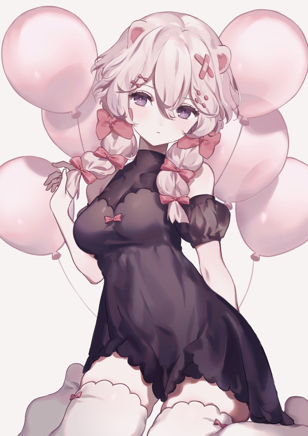 animal_ears, dress, guma_(teddybear_oxo), thighhighs