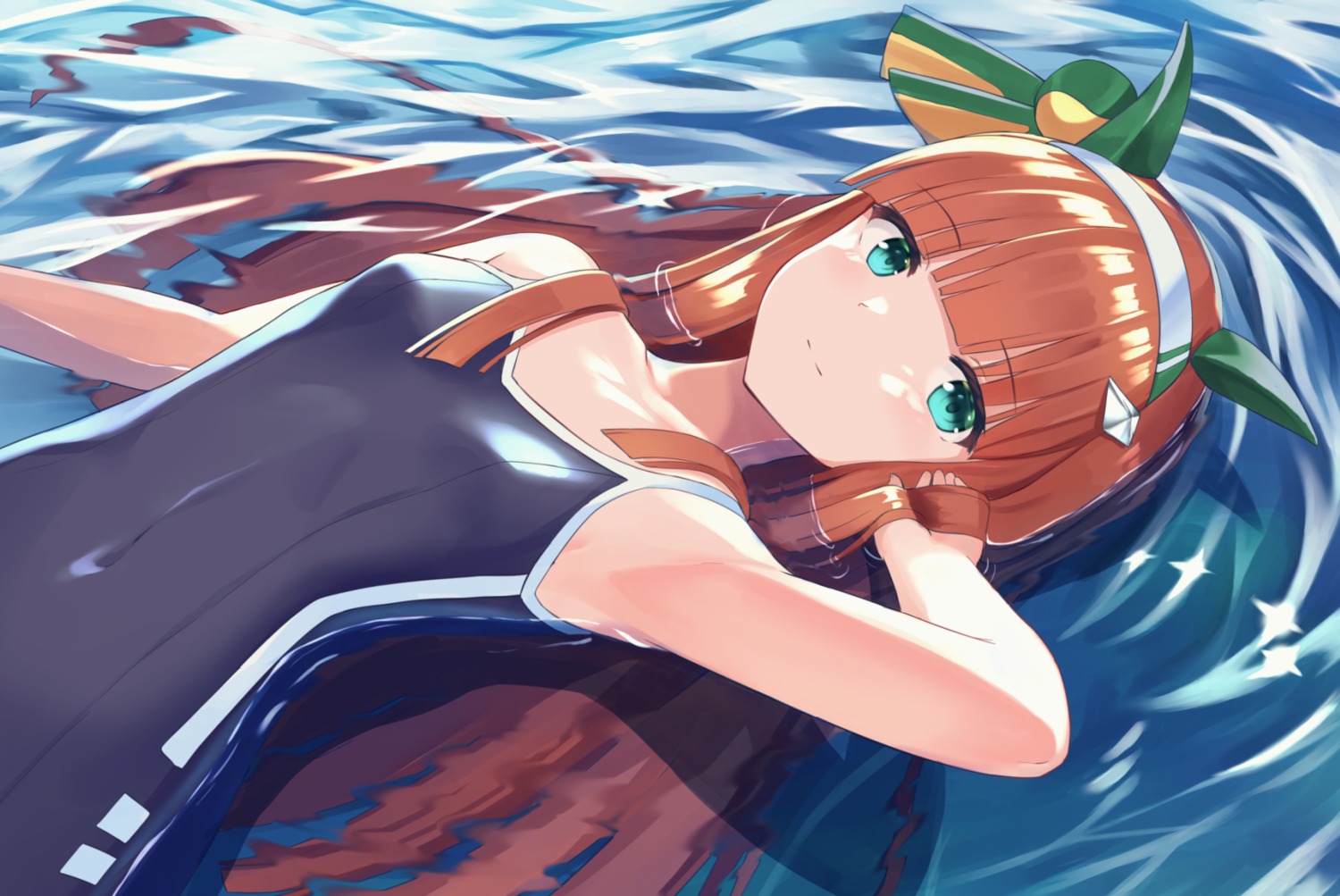 akabane_hibame, animal_ears, silence_suzuka_(umamusume), swimsuits, uma_musume_pretty_derby, wet