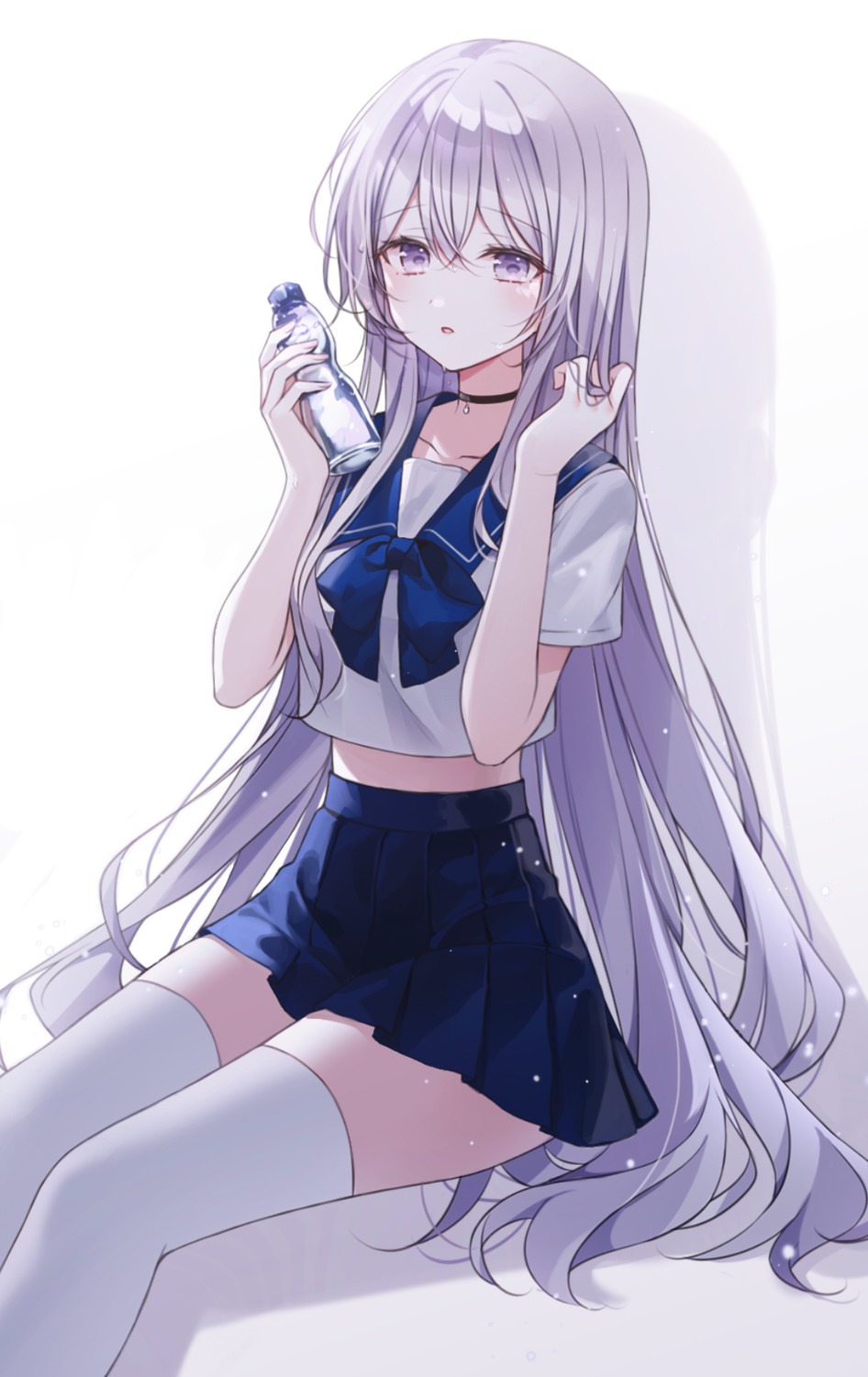 mattang, seifuku, skirt_lift, thighhighs