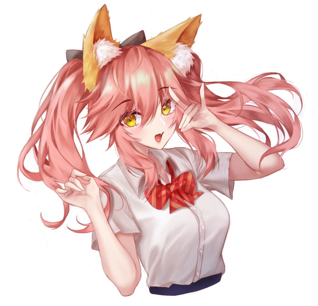 animal_ears, fate/grand_order, kitsune, mergerri, seifuku, tamamo_no_mae