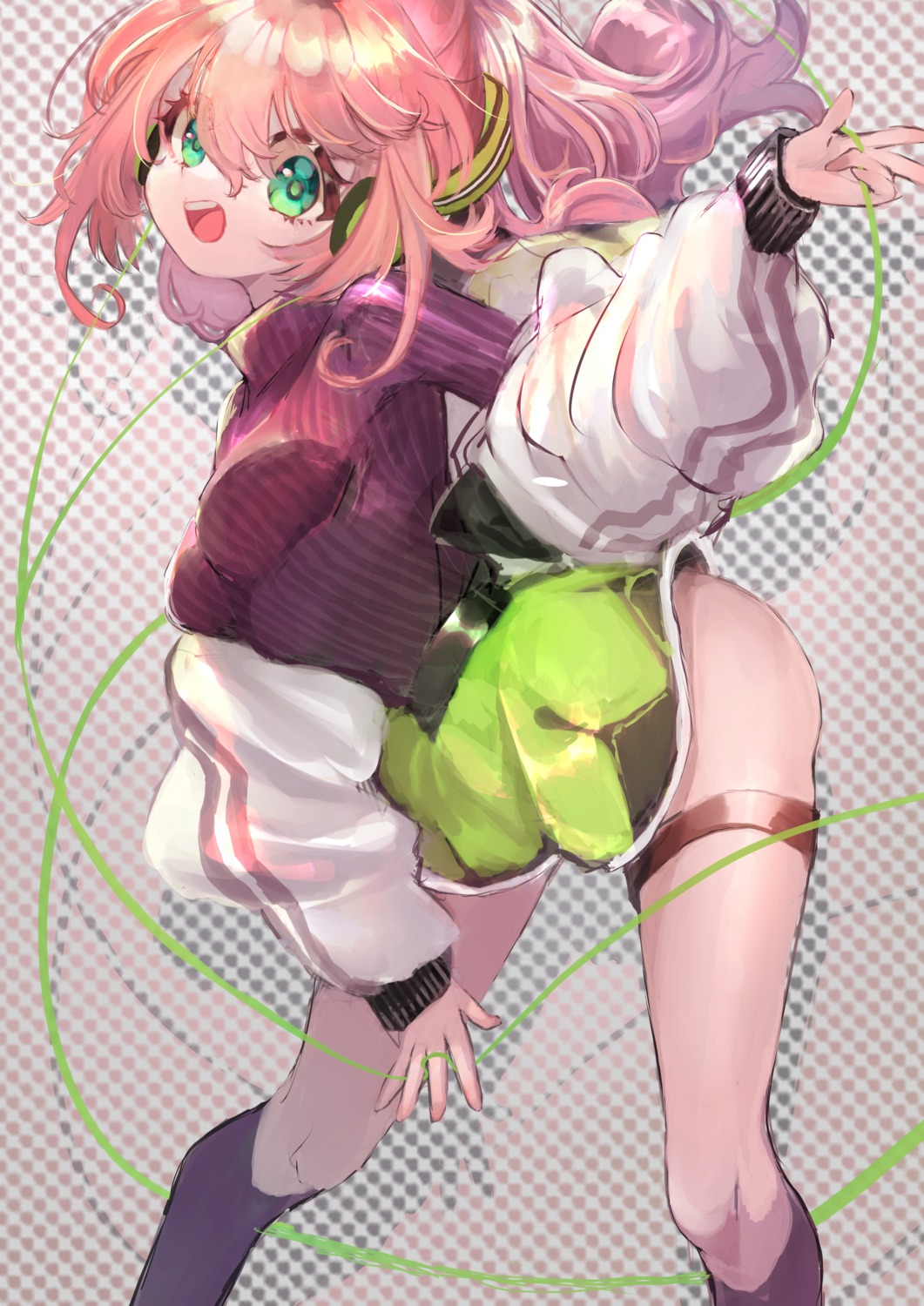 aburiengawa3150, garter, headphones, skirt_lift, sweater