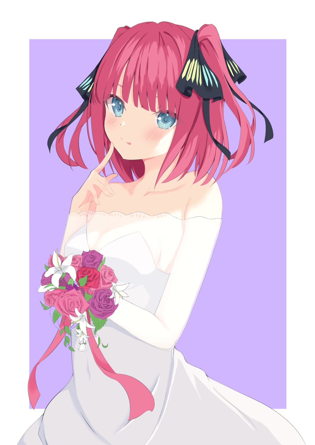 5-toubun_no_hanayome, dress, nakano_nino, no_bra, sakura_lily_(shiro), see_through, wedding_dress