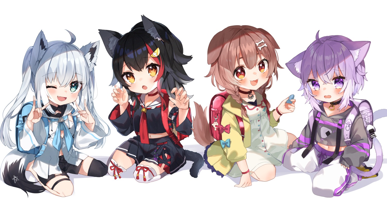 animal_ears, chibi, dress, garter, hololive, hololive_gamers, inugami_korone, inumimi