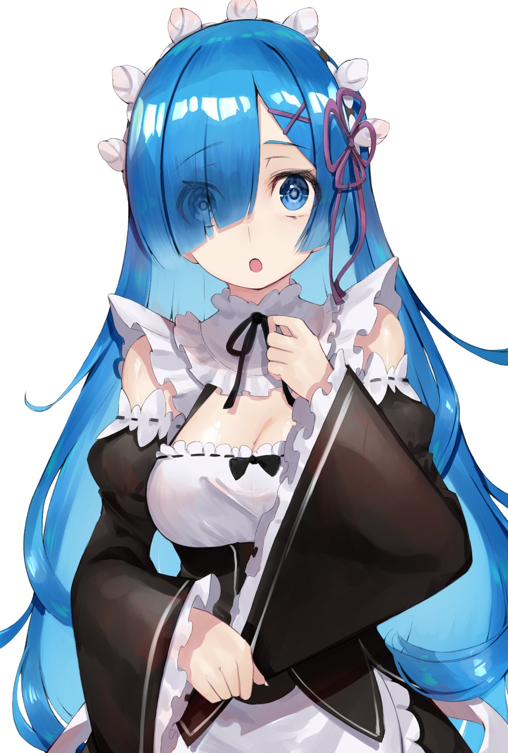 cleavage, maid, r_(ryo), re:zero_kara_hajimeru_isekai_seikatsu, rem_(re_zero)