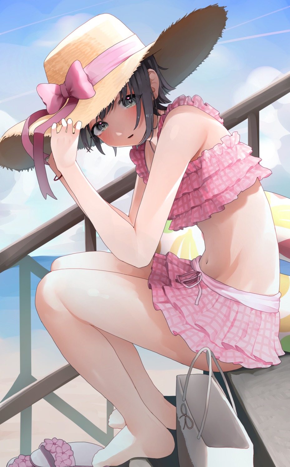 bikini, ningen_mame, otokura_yuuki, skirt_lift, swimsuits, the_idolm@ster, the_idolm@ster_cinderella_girls